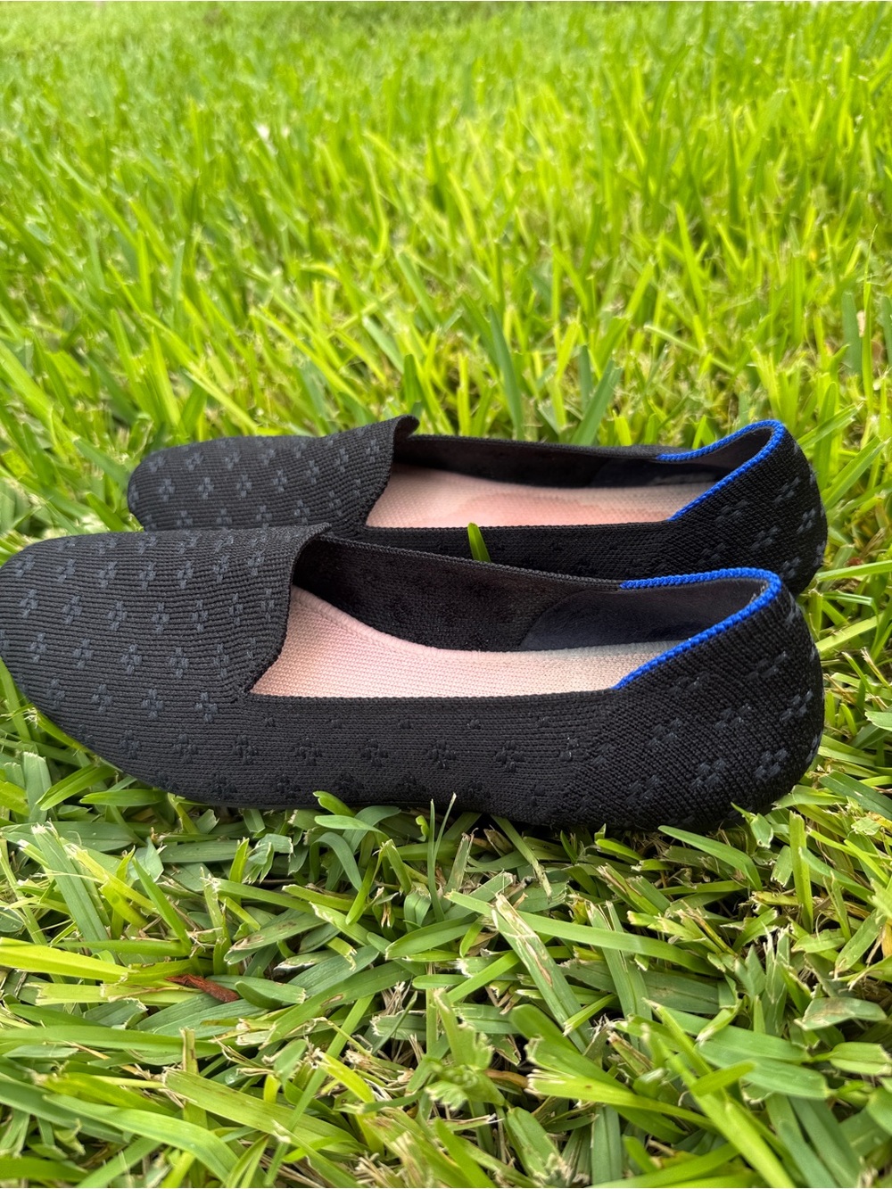 Rothy's Shimmer Round Toe Flats Black Slip On Size 8